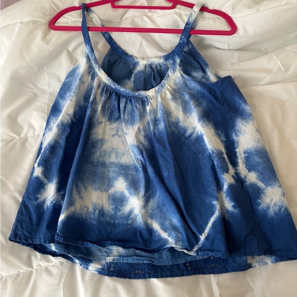 Anthropologie, Blue and White Tie-Dye Tank Top, M - Picture 2 of 4